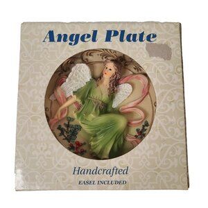Vintage Handcrafted Angel Plate Detailed Embossed 3D With Easel Decorative